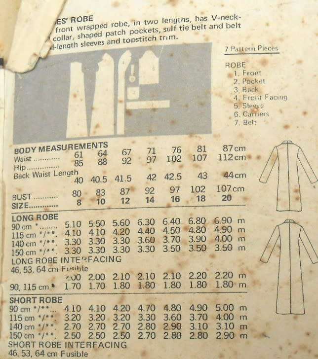 VINTAGE BUTTERICK  5165 SEMI FITTED FRONT WRAP ROBE SIZE 14 COMPLETE - ZIPLOC BAG