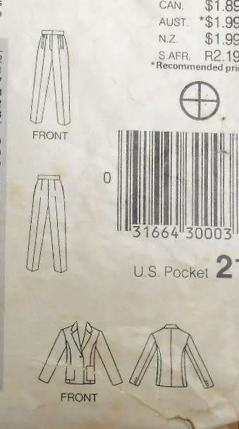 BUTTERICK 5225 JACKET & PANTS SIZE 14-16-18 SEE LISTING CUT TO 18