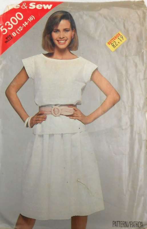 BUTTERICK 5300 TOP & SKIRT SIZE 12-14-16 COMPLETE - CUT TO SIZE 16