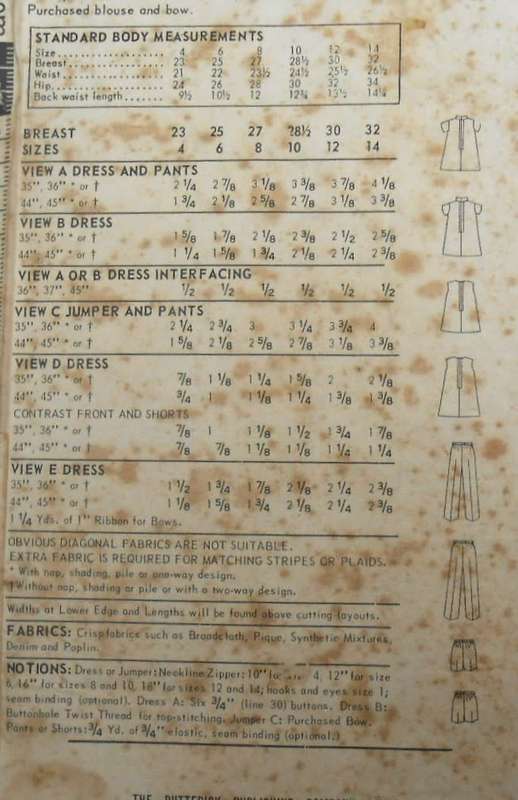 BUTTERICK 5415 GIRLS JACKET-PINAFORE-SKIRT-PANTS SIZE 10 YEARS  BREAST 28 1/2 COMPLETE