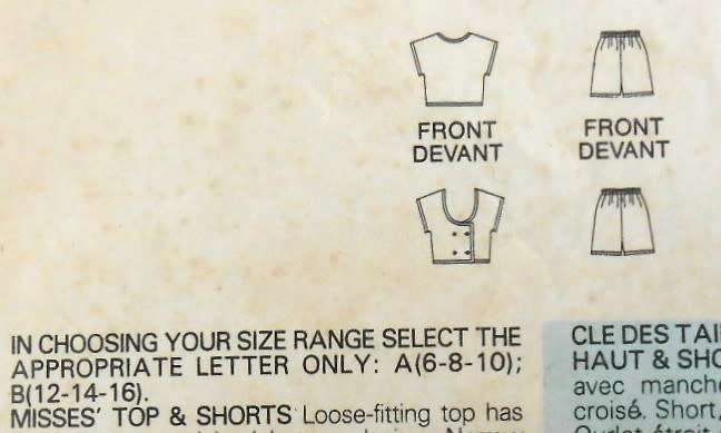 BUTTERICK 5497 TOP & SHORTS SIZE 6-8-10 COMPLETE