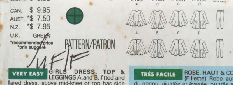BUTTERICK 5591 GIRLS DRESS-TOP-LEGGINGS SIZE 12-14 COMPLETE-UNCUT-F/FOLDED