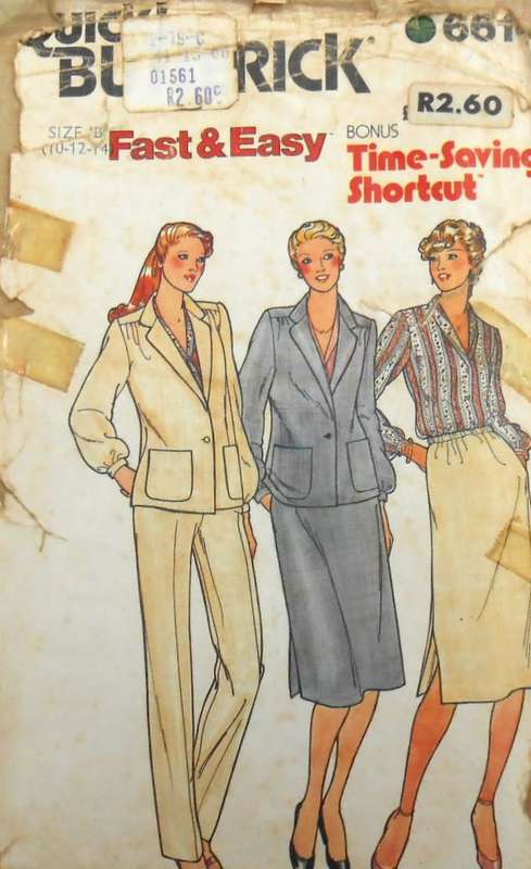 BUTTERICK 6614 JACKET-SKIRT-PANTS SIZE 10-12-14 COMPLETE-CUT TO 14-SUPPLIED IN ENVELOPE