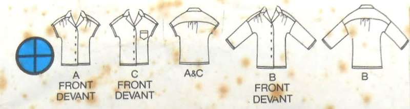BUTTERICK 6542 SET OF BLOUSES SIZE 12-14-16  COMPLETE-CUT TO 16