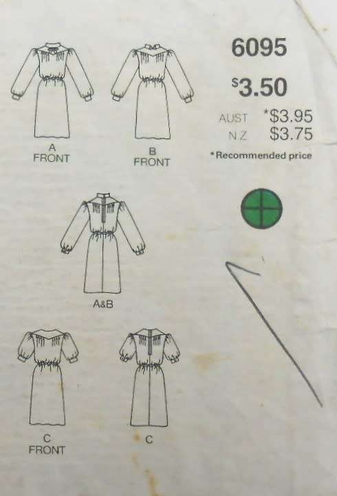BUTTERICK 6095 LOOSE FITTING PULLOVER DRESS SIZE 14 COMPLETE