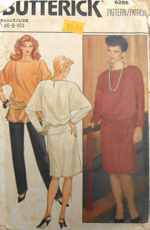 BUTTERICK 6286 DRESS-TOP-PANTS SIZE 6-8-10 COMPLETE-CUT TO 10