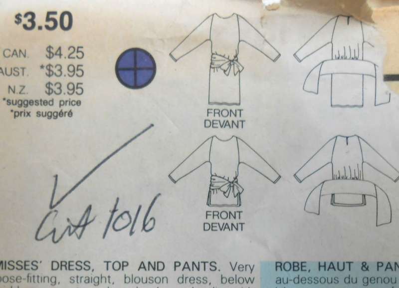 BUTTERICK 6286 DRESS-TOP-PANTS SIZE 12-14-16 COMPLETE-CUT TO 16