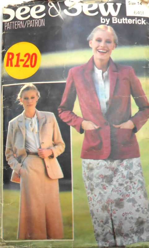 BUTTERICK 6401 JACKET & SKIRT SIZE 14 COMPLETE