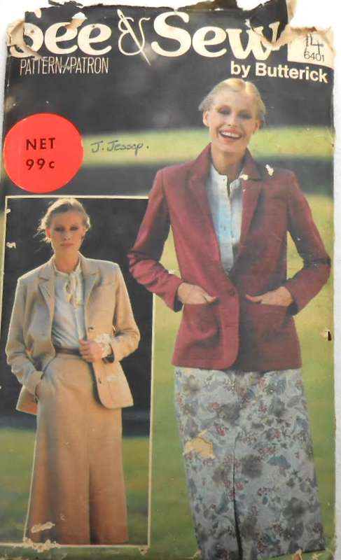 BUTTERICK 6401 JACKET & SKIRT SIZE 14 COMPLETE