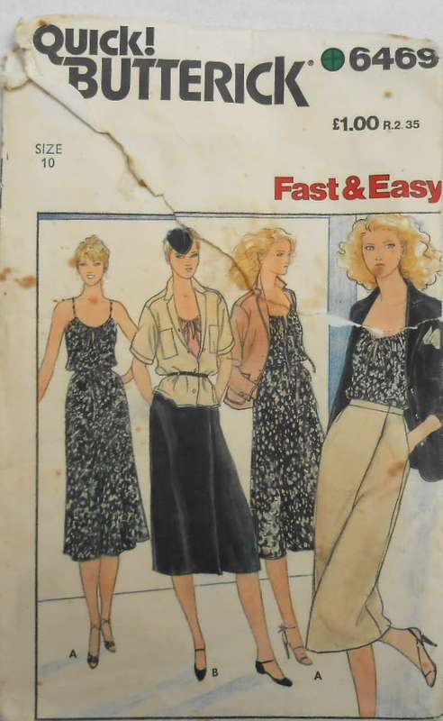 BUTTERICK 6469 JACKET-BLOUSE-TOP-DRESS-SKIRT SIZE 10 COMPLETE-UNCUT-F/FOLDED-ZIPLOC