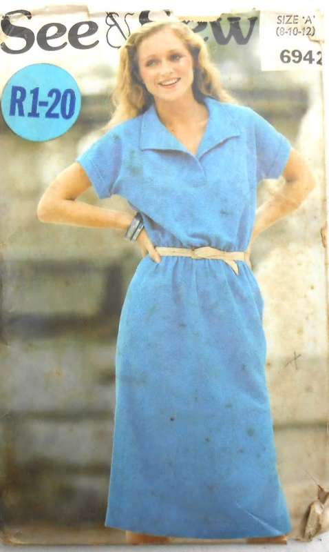 BUTTERICK 6942 LOOSE FITTING DRESS SIZE 8-10-12 COMPLETE-UNCUT-F/FOLDED