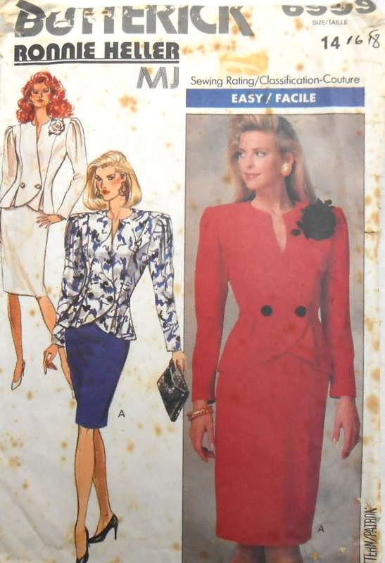 BUTTERICK 6959 JACKET & SKIRT SIZE 14-16-18 CUT TO SIZE 14 SEE LISTING