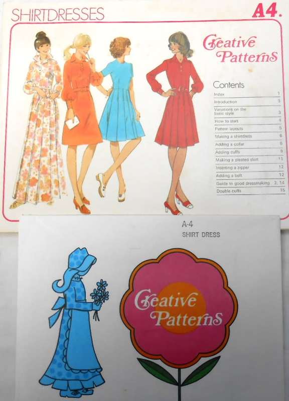 1975 CREATIVE PATTERNS A4  SHIRTDRESSES COMPLETE PATTERN-UNCUT-F/FOLDED