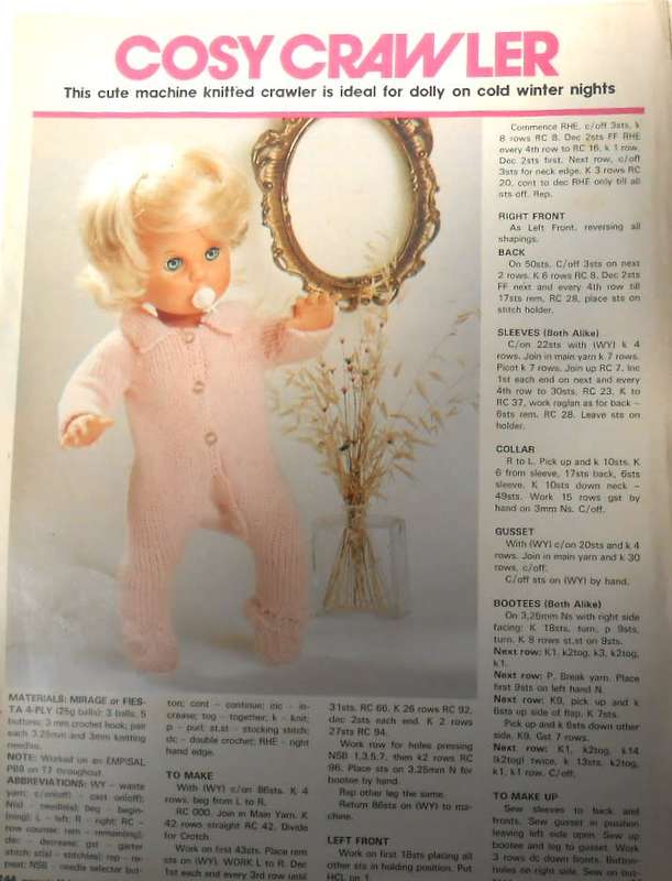 COSY CRAWLER - MACHINE KNITTED CRAWLER - WOMANS VALUE JUNE 1983