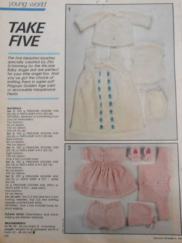 ANGEL!  BABY ANGEL LOVE DOLL TAKE FIVE (OUTFITS - SEE PICS) - FAIR LADY SEPTEMBER 8, 1982
