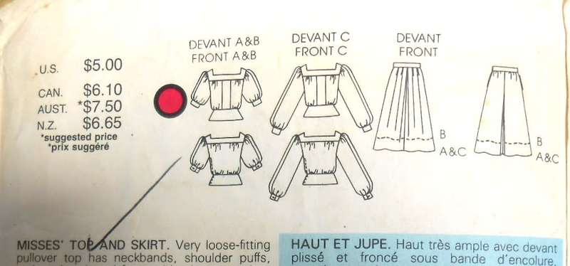 VOGUE 8947 SQUARE NECK TOP-SKIRT SIZE 14-16-18 COMPLETE-CUT TO SIZE 16-ZIPLOC