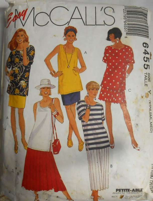 McCALLS 6455 TOPS & SKIRTS SIZE XS-S-M COMPLETE-COMPLETE CUT TO M (12-14)