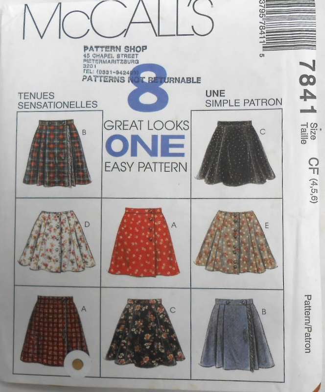 McCALLS 7841 GIRLS SKIRTS SIZE4-5-6 YEARS COMPLETE-UNCUT-F/FOLDED-ZIPLOC