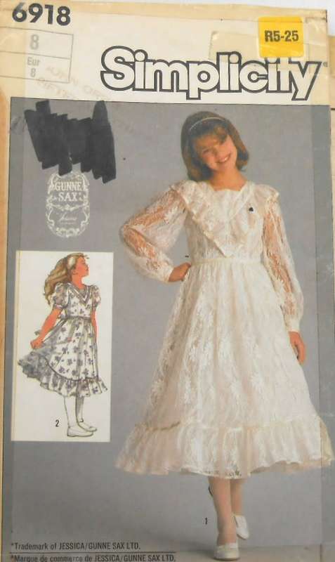 SIMPLICITY 6918 GIRLS LINED DRESS SIZE 8 YEARS - THE TIE END PATTERN IS NOT SUPPLIED-ZIPLOC