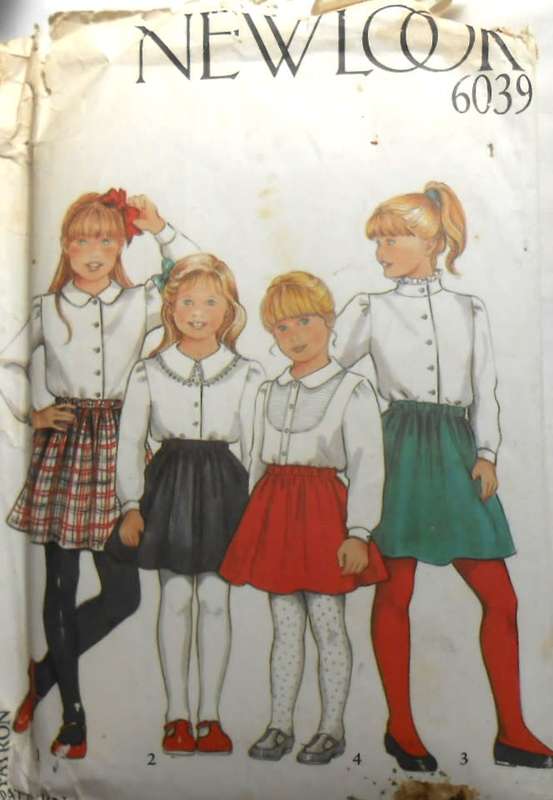 NEW LOOK PATTERNS 6039 GIRLS BLOUSES & SKIRT SIZE 3-10 YEARS COMPLETE- MOSTLY UNCUT-CUT TO 10 YEARS