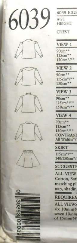 NEW LOOK PATTERNS 6039 GIRLS BLOUSES & SKIRT SIZE 3-10 YEARS COMPLETE- MOSTLY UNCUT-CUT TO 10 YEARS