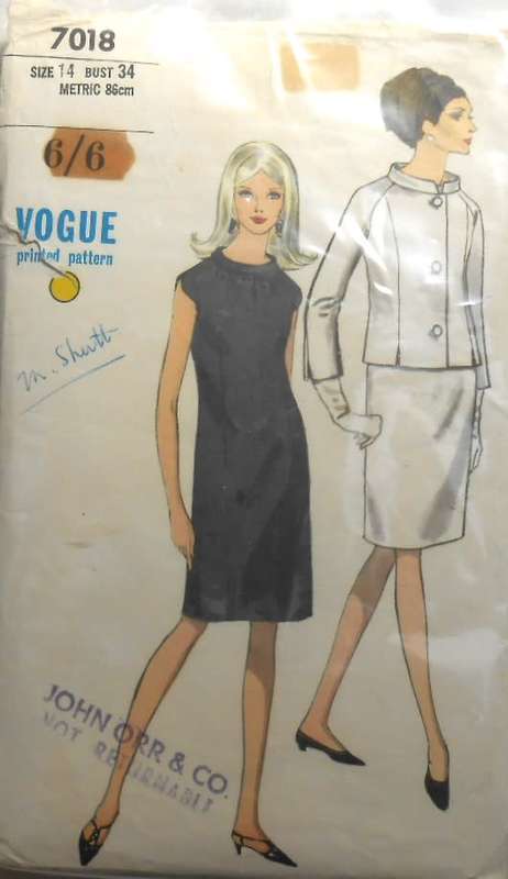 VINTAGE VOGUE 7018 DRESS & JACKET SIZE 14 BUST 34 COMPLETE-ZIPLOC