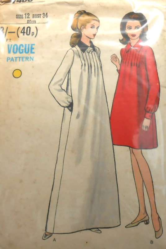 VOGUE 7460 ONE PIECE MATERNITY DRESS SIZE 12 BUST 34 - NO POCKET PATTERN  SUPPLIED-ZIPLOC