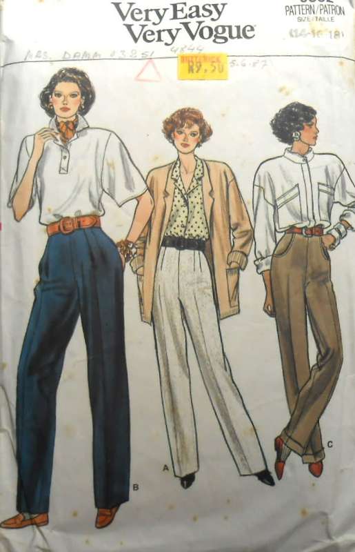 VOGUE 9852 TAPERED PANTS SIZE 14-16-18 COMPLETE-CUT TO SIZE 18