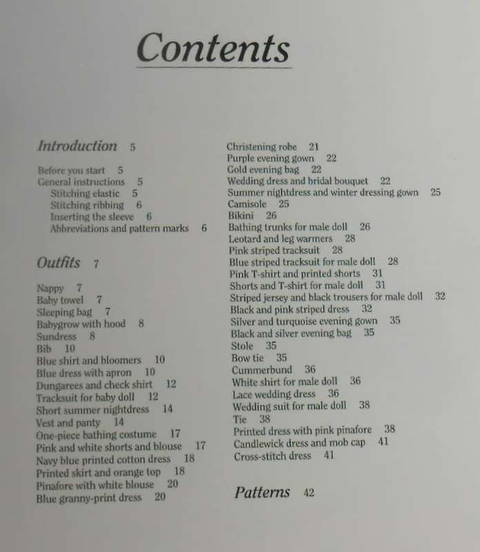 DOLLS CLOTHES-MARTINI NEL - PATTERNS FOR 36 EASY TO MAKE OUTFITS- 76 PAGE SOFT COVER BOOK