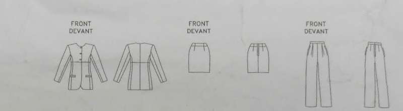 VOGUE 1553 CALVIN KLEIN - JACKET-SKIRT-PANTS SIZE 18-20-22 COMPLETE-CUT TO SIZE 18