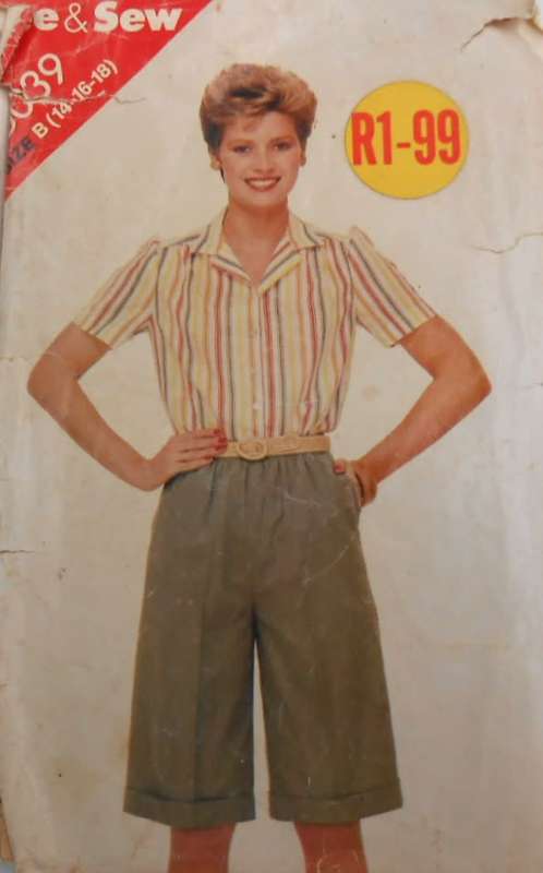 BUTTERICK 5039 SHIRT & BAGGIE SHORTS SIZE 14-16-18  COMPLETE-CUT TO SIZE 16-ZIPLOC