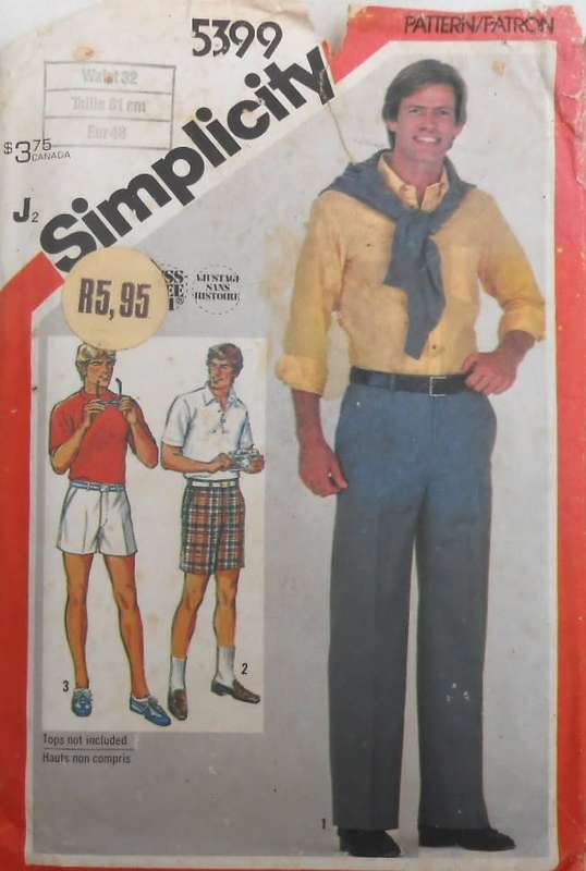 SIMPLICITY 5399 MEN`S PANTS-SHORTS SIZE WAIST 32 COMPLETE