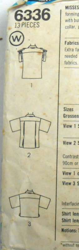 SIMPLICITY 6336 LOOSE FITTING SHIRTS SIZE 12 -COMPLETE-ZIPLOC
