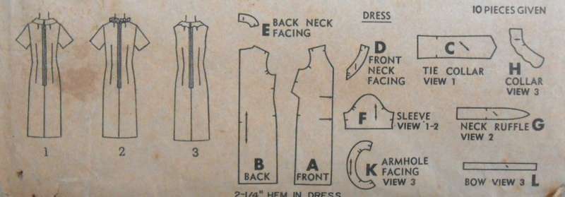 VINTAGE SIMPLICITY 6459 ONE PIECE DRESS SIZE 16 1/2 BUST 37 COMPLETE-ZIPLOC
