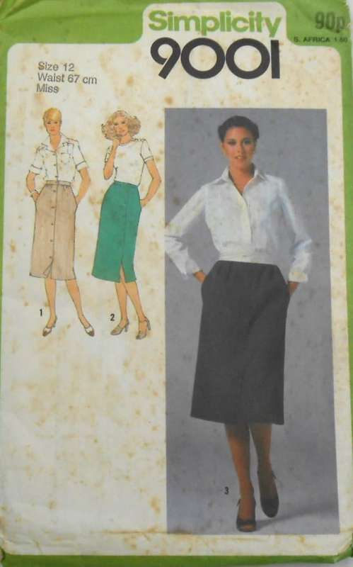 SIMPLICITY 9001 SKIRTS WITH POCKETS SIZE 12 WAIST 67 CM COMPLETE-UNCUT-F/FOLDED