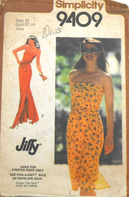 SIMPLICITY 9409 STRAPLESS KNIT DRESS SIZE 12 BUST 87 CM COMPLETE
