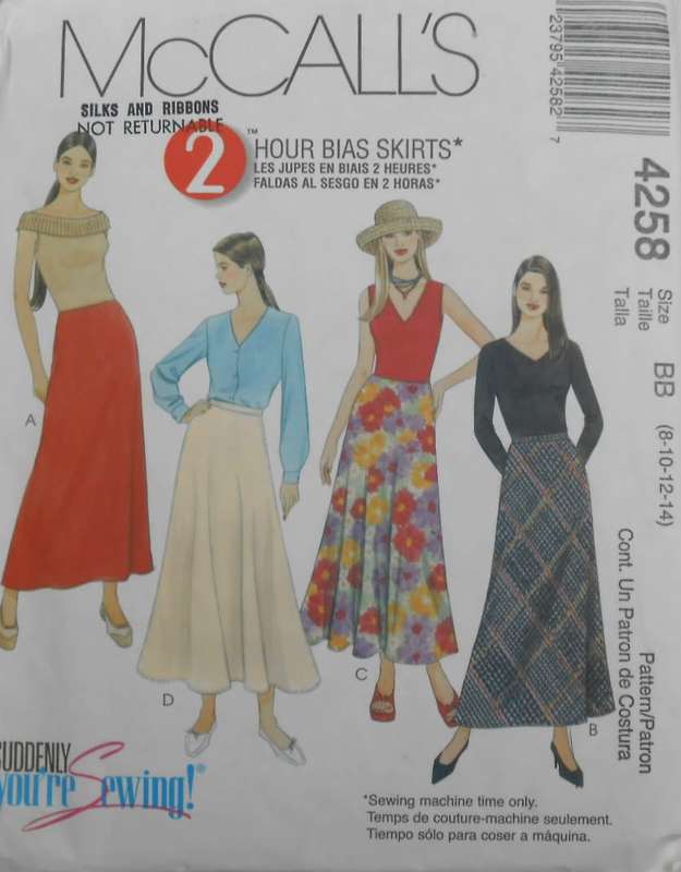 McCALLS 4258 SET OF BIAS SKIRTS SIZE 8-10-12-14 - COMPLETE-MOSTLY UNCUT