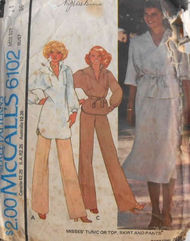 McCALLS 6102 TUNIC-TOP-SKIRT-PANTS SIZE 14 BUST 36 COMPLETE-ZIPLOC