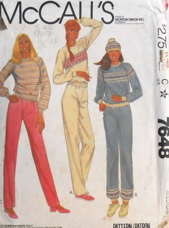 McCALLS 7648 TRACKSUIT TOP-PANTS & HAT SIZE 12-14 MEDIUM COMPLETE-ZIPLOC