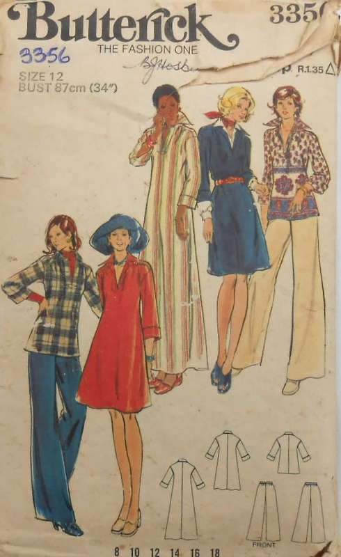 BUTTERICK 3356 DRESS-PANTS-TOP SIZE-12 BUST 87 CM COMPLETE