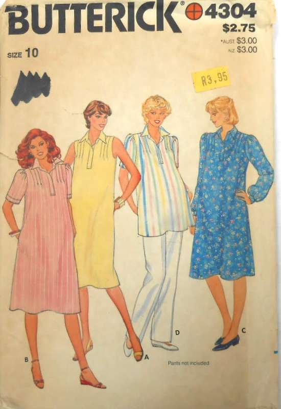 BUTTERICK 4304 MATERNITY DRESS & TUNIC SIZE 10 COMPLETE