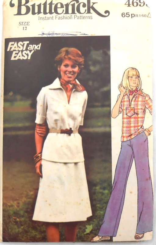BUTTERICK 4495 TOP-SKIRT-PANTS SIZE 12 COMPLETE-UNCUT-F/FOLDED-ZIPLOC