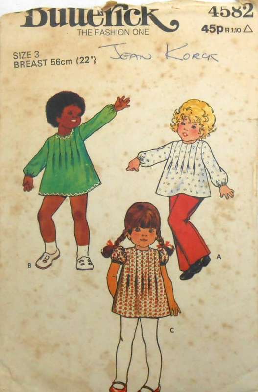 BUTTERICK 4582 TODDLERS DRESS-TOP & PANTS SIZE 3 YEARS BREAST 66 CM/22 COMPLETE-NO SEWING INST