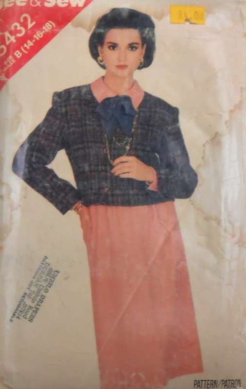 BUTTERICK 5432 DOUBLE BREASTED SHORT JACKET & DRESS SIZE 14-16-18 SEE LISTING-ZIPLOC