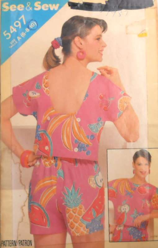 BUTTERICK 5497 TOP & SHORTS SIZE 6-8-10 COMPLETE-CUT TO 10-ZIPLOC