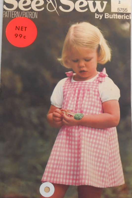 BUTTERICK 5755 TODDLERS PINAFORE SIZE 2 YEARS COMPLETE-ZIPLOC