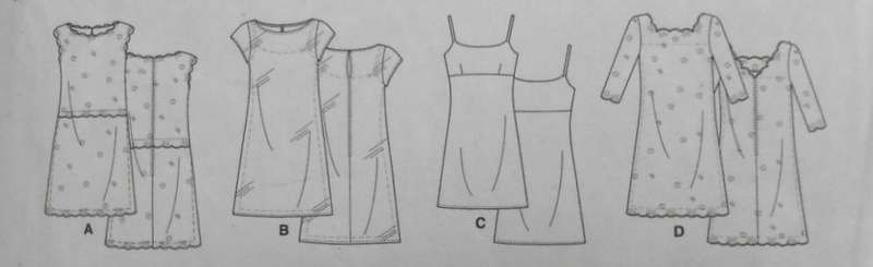 BUTTERICK B5812 DRESS & SLIP SIZE 6-8-10-12 COMPLETE-CUT TO 12