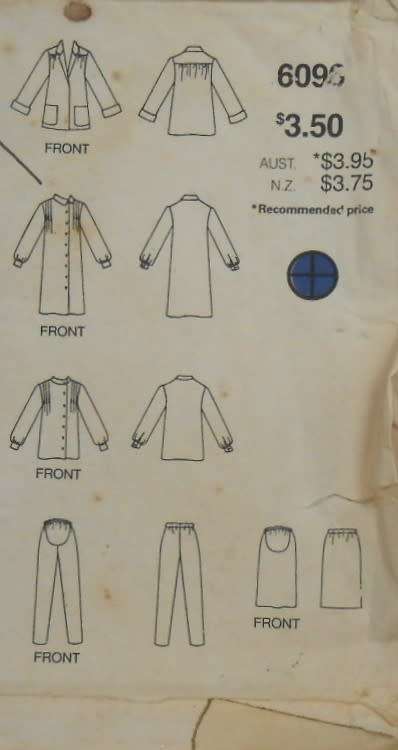 BUTTERICK 6096 JACKET-DRESS-TOP-PANTS SIZE 14 COMPLETE--ZIPLOC