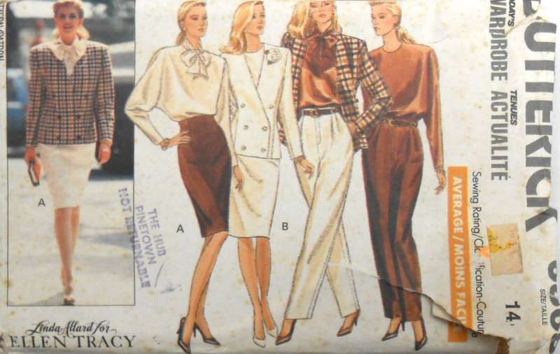 BUTTERICK 6808 JACKET-BLOUSE-SKIRT-PANTS SIZE 14 COMPLETE-UNCUT-F/FOLDED-ZIPLOC