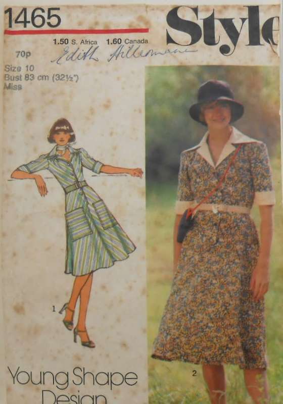 STYLE 1465 DRESS GATHERED ONTO YOKE SIZE 10 BUST 83 CM - COMPLETE-ZIPLOC